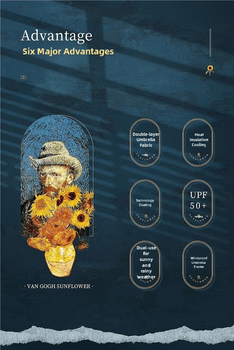 Casualruby©Double-sided Van Gogh Sunflowers Umbrella - Casualruby