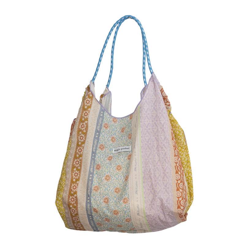 Casualruby © Simple floral casual canvas tote bag - Casualruby