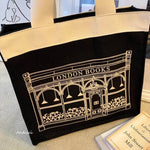 London Books Marylebone Book Store Black Tote Bag with Zip - Casualruby