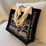 London Books Marylebone Book Store Black Tote Bag with Zip - Casualruby